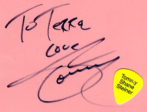 Tommy Shane's signature and Guitar Pick